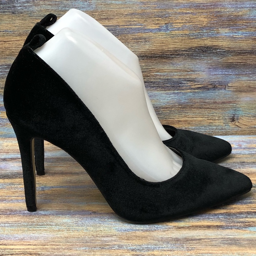 JustFab Stiletto Wanda Slip On Black Textile Uppers Women's Size 8